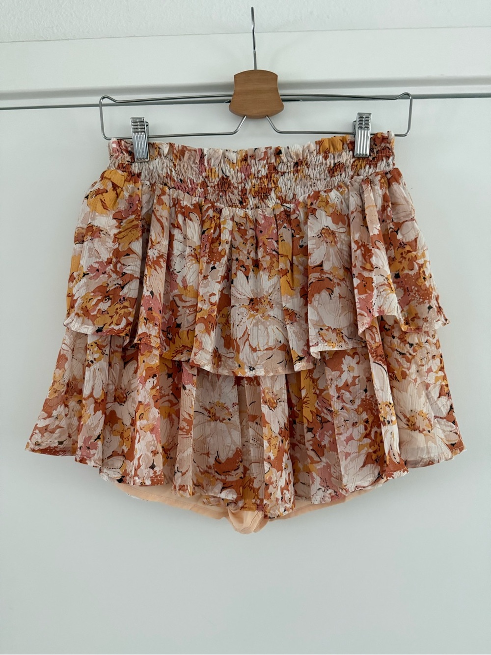 Pink Lily Floral Layered Ruffle Skort